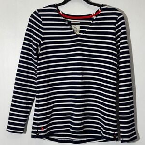 Joules Harbour Notch‎ Neck Breton Striped Blue/White Long Sleeve Shirt US Size 6